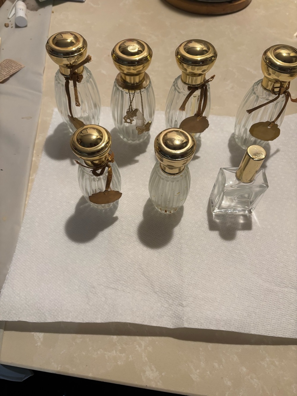 Vintage Annick Goutal Empty Glass Perfume Bottles Lot of 7 Vanity Decor